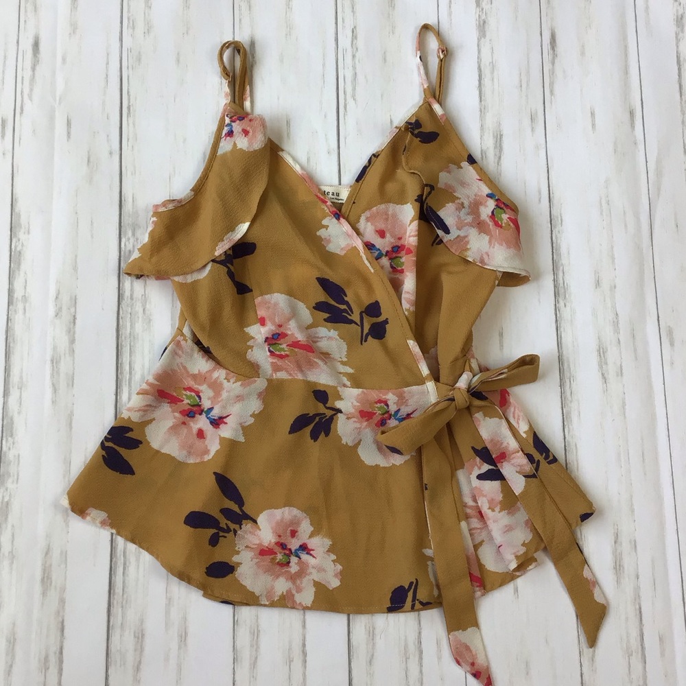 Monteau Floral Wrap Spaghetti Strap Top